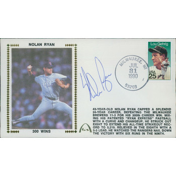 Nolan Ryan Rangers Signed 300 Wins Limited Edition Cachet JSA Authenticated