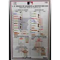 Mike Scioscia Los Angeles Angels Signed Game Use Lineup Card MLB Authenticated