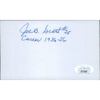 Joe B. Scott Signed 3x5 Index Card JSA Authenticated