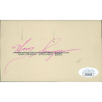 Harry Simpson Cleveland Indians Signed 3x5 Post Card JSA Authenticated Harry Simpson Cleveland Indians Signed 3x5 Post Card JSA Authenticated