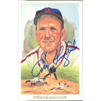 Enos Slaughter Signed Perez Steele Celebration HOF Postcard JSA Authenticated