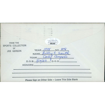 Billy Smith Angels Orioles Signed First Day Issue Cachet JSA Authenticated