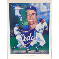 Duke Snider Brooklyn Dodgers Signed 18x24 Lithograph /407 JSA Authenticated