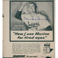 Duke Snider Brooklyn Dodgers Signed 5.5x6 Cut Magazine Page JSA Authenticated
