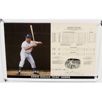 Duke Snider Dodgers Signed 14x21 Cope Enterprise Poster JSA Authenticated