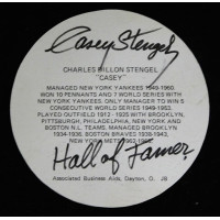 Casey Stengel New York Mets Signed Promo Disc Coaster JSA Authenticated