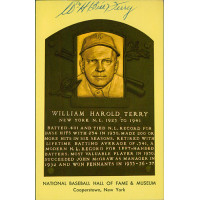 William Bob Terry Signed Hall of Fame Plaque Postcard JSA Authenticated William Bob Terry Signed Hall of Fame Plaque Postcard JSA Authenticated