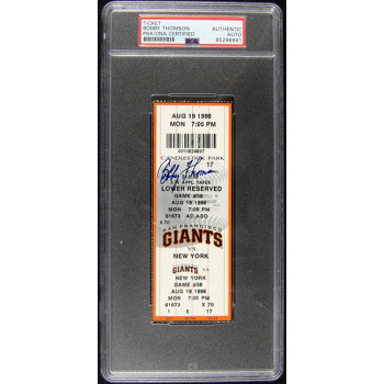 Bobby Thomson San Francisco Giants Signed Game Ticket PSA Authenticated