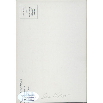 Bill Wight St. Louis Cardinals 3.25x4.75 Postcard JSA Authenticated