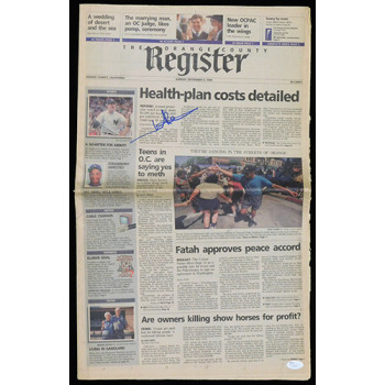 Jim Abbott New York Yankees Signed No-Hitter Newspaper JSA Authenticated
