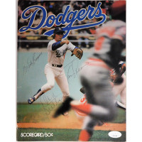 Dodgers Don Sutton Tommy Lasorda Monty Basgall Signed Program JSA Authenticated