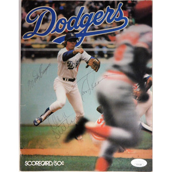 Dodgers Don Sutton Tommy Lasorda Monty Basgall Signed Program JSA Authenticated