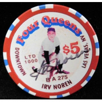 Irv Noren New York Yankees Signed Four Queens Vintage $5.00 Poker Chip JSA Authenticated Irv Noren New York Yankees Signed Four Queens Vintage $5.00 Poker Chip JSA Authenticated