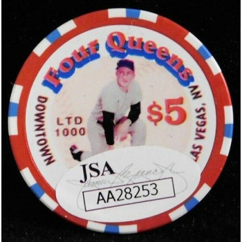 Irv Noren New York Yankees Signed Four Queens Vintage $5.00 Poker Chip JSA Authenticated