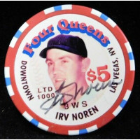 Irv Noren New York Yankees Signed Four Queens Vintage $5.00 Poker Chip JSA Authenticated Irv Noren New York Yankees Signed Four Queens Vintage $5.00 Poker Chip JSA Authenticated