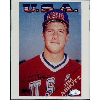 Jim Abbott Team USA Signed 8x10 Glossy Photo JSA Authenticated Damaged Jim Abbott Team USA Signed 8x10 Glossy Photo JSA Authenticated Damaged