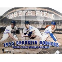 1955 Brooklyn Dodgers Clem Labine/Johnny Podres/Roger Craig Signed 16x20 JSA Authenticated