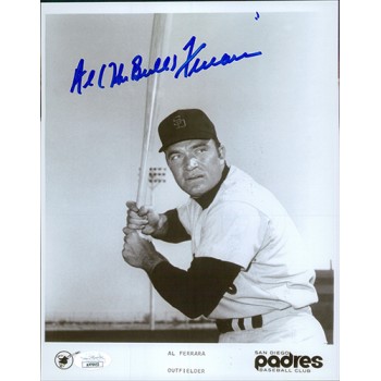 Al The Bull Ferrara San Diego Padres Signed 8x10 Glossy Photo JSA Authenticated