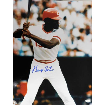 George Foster Cincinnati Reds Signed 16x20 Glossy Photo JSA Authenticated