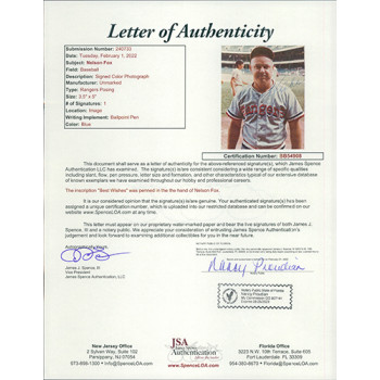 Nelson Fox Texas Rangers Signed 3.5x5 Matte Photo JSA Authenticated