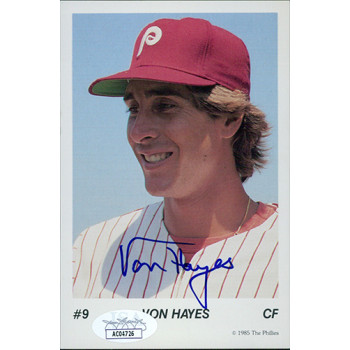 Von Hayes Phillies Signed 3.5x5.25 Promo Cardstock Photo JSA Authenticated Von Hayes Phillies Signed 3.5x5.25 Promo Cardstock Photo JSA Authenticated