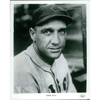 George Kelly Cincinnati Reds Signed 8x10 Glossy Photo JSA Authenticated