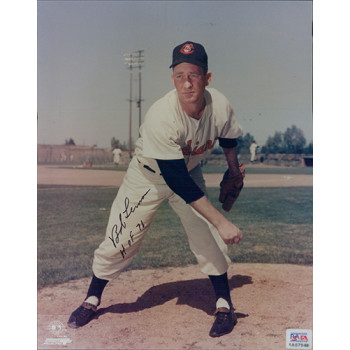 Bob Lemon Signed Cleveland Indians HOF 76 8x10 Glossy Photo PSA Authenticated