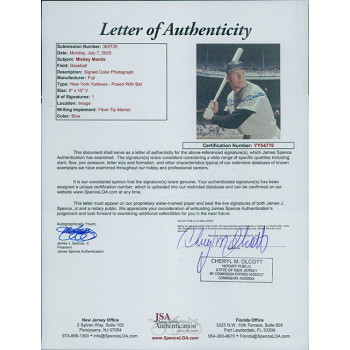 Mickey Mantle New York Yankees Signed 8x10 Glossy Photo JSA Authenticated