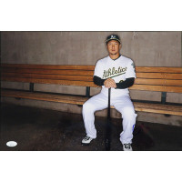 Hiroyuki Nakajima Oakland Athletics Signed 12x18 Glossy Photo JSA Authenticated