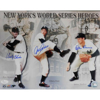 Don Larsen, Johnny Podres & Dusty Rhodes Signed New York Heroes 11x14 Photo JSA Don Larsen, Johnny Podres & Dusty Rhodes Signed New York Heroes 11x14 Photo JSA