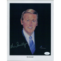 Vin Scully Los Angeles Dodgers Sportscaster Signed 8.5x11 Page Photo JSA Authen