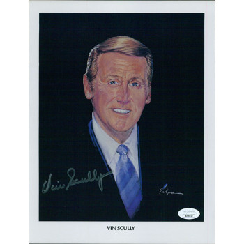 Vin Scully Los Angeles Dodgers Sportscaster Signed 8.5x11 Page Photo JSA Authen