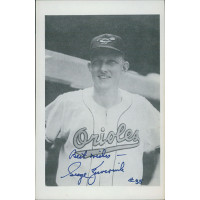 George Zuverink Orioles Signed 3.5x5.5 Cardstock Photo JSA Authenticated George Zuverink Orioles Signed 3.5x5.5 Cardstock Photo JSA Authenticated