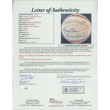 500 Home Run Club Signed OAL Baseball by 7 JSA Authenticated Jackson/Mays/Murray 500 Home Run Club Signed OAL Baseball by 7 JSA Authenticated Jackson/Mays/Murray