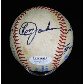 California Angels 1983 Carew/Lynn/Grich +4 Signed OAL Baseball JSA Authenticated