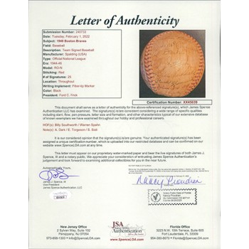 Boston Braves 1948 Team Signed Spalding ONL Baseball by 25 JSA Authenticated