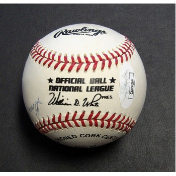 Gene Conley Signed Rawlings National League Baseball JSA Authenticated W/ Stats