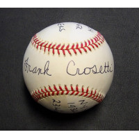Frank Crosetti Signed Official American League Baseball JSA Authenticated Stats