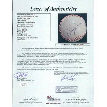 Dizzy Dean Signed Official League Baseball NM7 PSA and JSA Authenticated Dizzy Dean Signed Official League Baseball NM7 PSA and JSA Authenticated
