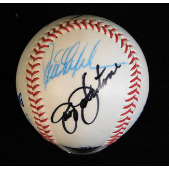 Los Angeles Dodgers Lasorda Sax Johnstone Signed Spalding Baseball JSA Authentic