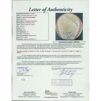 Famous Personalities Signed Official AL Baseball by 10 JSA Authenticated Famous Personalities Signed Official AL Baseball by 10 JSA Authenticated