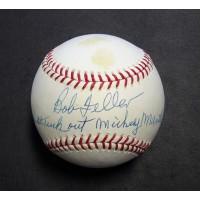 Bob Feller Signed Inscribed Rawlings Major League Baseball JSA Steiner Authentic