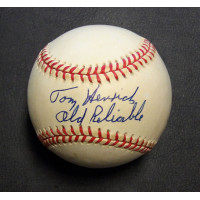 Tommy Henrich Old Reliable Signed Official American League Baseball JSA Authen