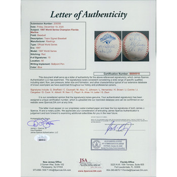 Florida Marlins 1997 World Series Team Signed Baseball by 15 JSA Authenticated
