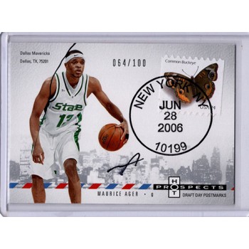 Maurice Ager 2006-07 Fleer Hot Prospects Draft Day Postmarks Signed Card DD-MA