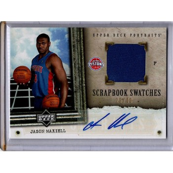 Jason Maxiell 2005-06 Upper Deck Portraits Scrapbook Swatches Signed Card SSA-JA