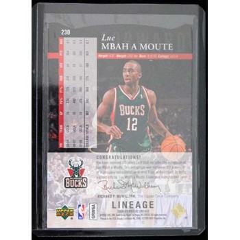 Luc Richard Mbah A Moute Signed 2008-09 UD Lineage SE Diecut Card #230