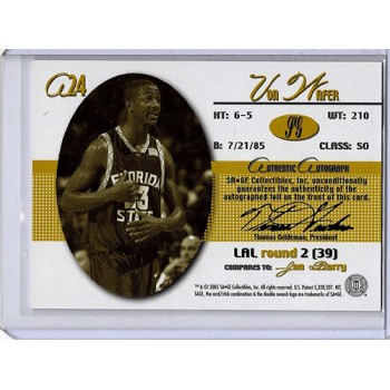 Von Wafer 2005 SAGE Silver Autographed Card 92/100 #A24