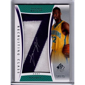Julian Wright 2007-08 Upper Deck SP Authentic Signed Patch Card /75 #RC-JW