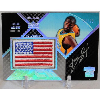 Julian Wright Hornets Signed 2007-08 Upper Deck UD Black Flag Card #FA-JW /25
